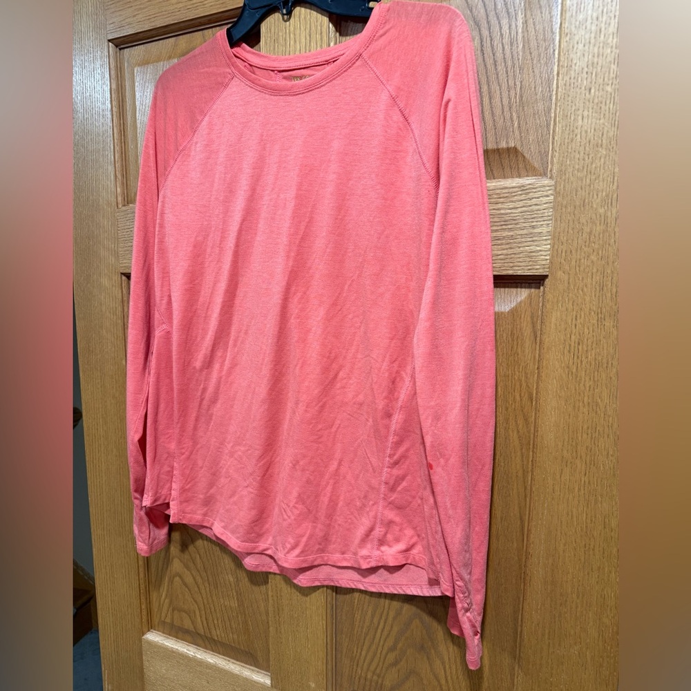 tek gear essential Coral Long Sleeve Crew Top size L - Picture 2 of 6